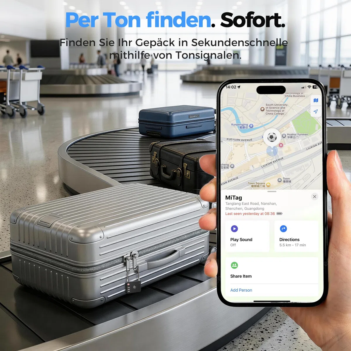 MiLi Lucchetto intelligente per valigia con tracker, lucchetto da viaggio approvato TSA, compatibile con iOS Dov’è & Google Funzioni Trova App, lucchetto a combinazione per valigia