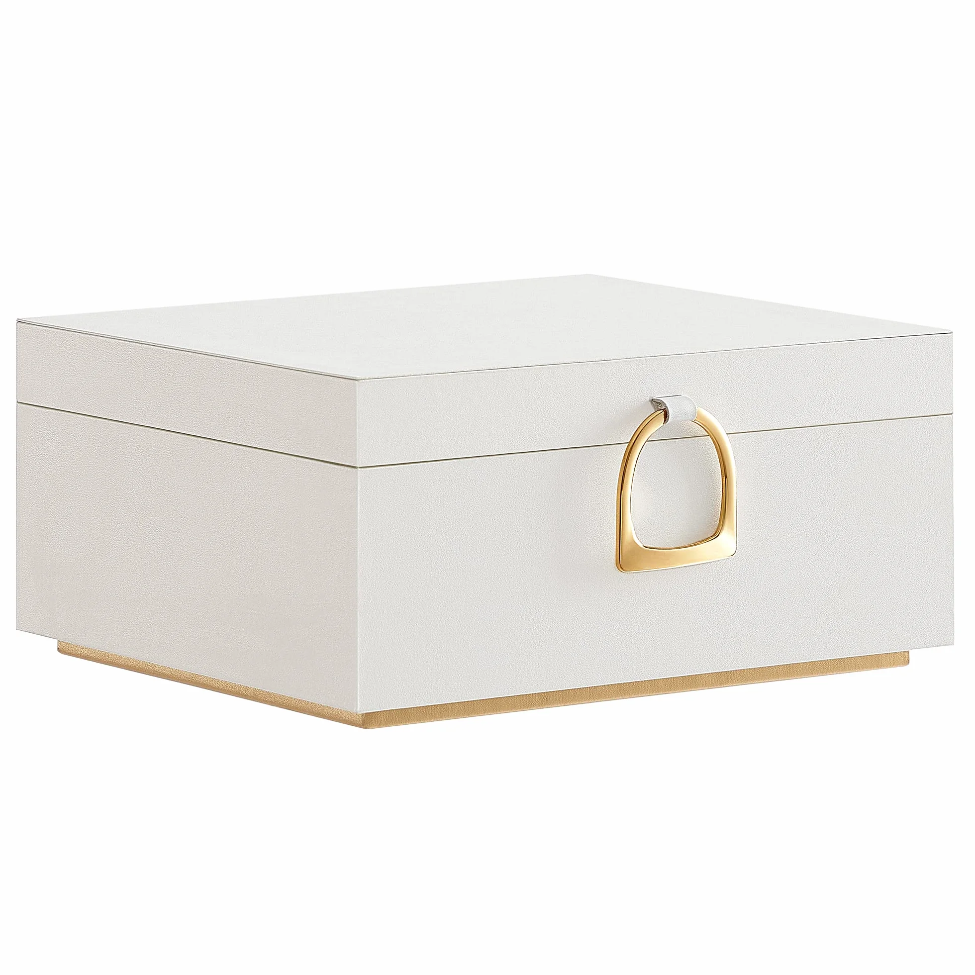 SONGMICS Scatola Portagioie a 2 Livelli, Porta Gioielli con Maniglia, Vassoio Rimovibile, Effetto Fluttuante, 20,5 x 24 x 11 cm, Idea Regalo, Bianco JBC165W01