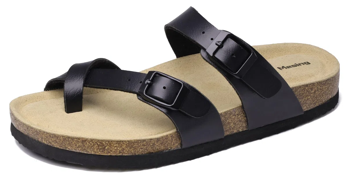 Mesing Ciabatte Infradito Donna Uomo Estive con Plantare in Sughero Comodi Sandali Ortopedici Pelle Scamosciata Antiscivolo Pantofole