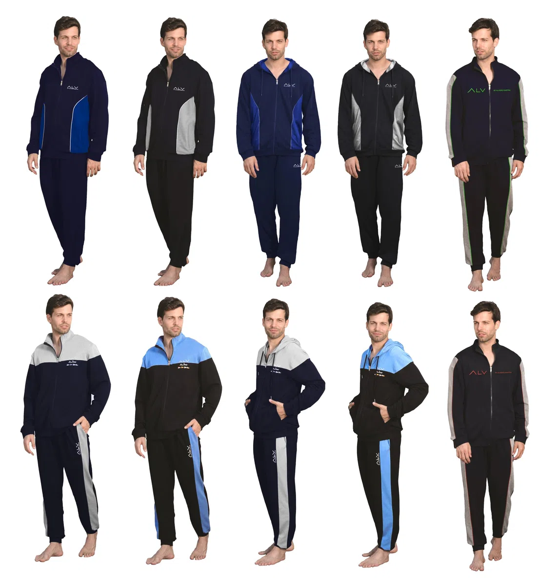 ALV by ALVIERO MARTINI Tuta Homewear da Uomo in French Terry, Ideale per Le Mezze Stagioni E L'Estate, Vari Modelli Primaverili