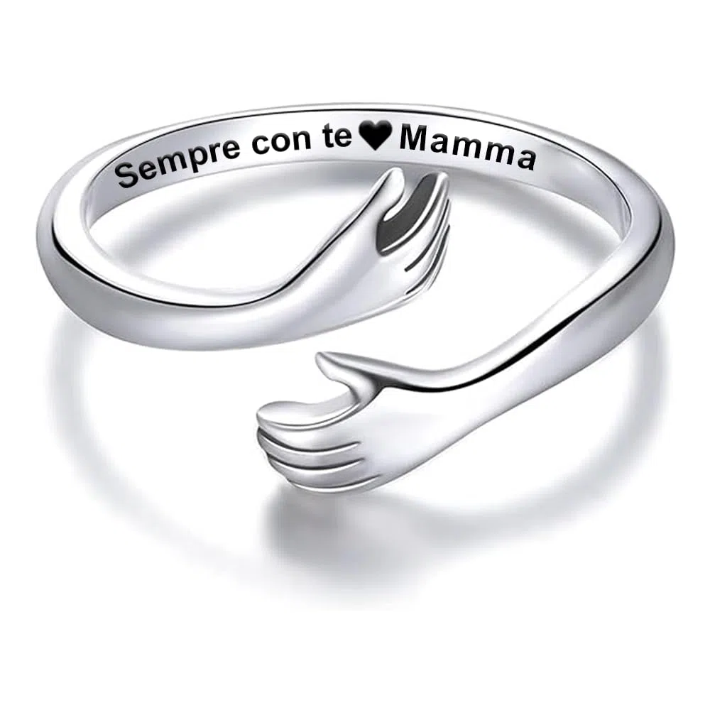 Regalo Mamma Anello regolabile, Regali per lei, Regalo Festa della Mamma, Sempre con Te Argento - Compleanno Natale per Mamme, Nonne - Cofanetto incluso