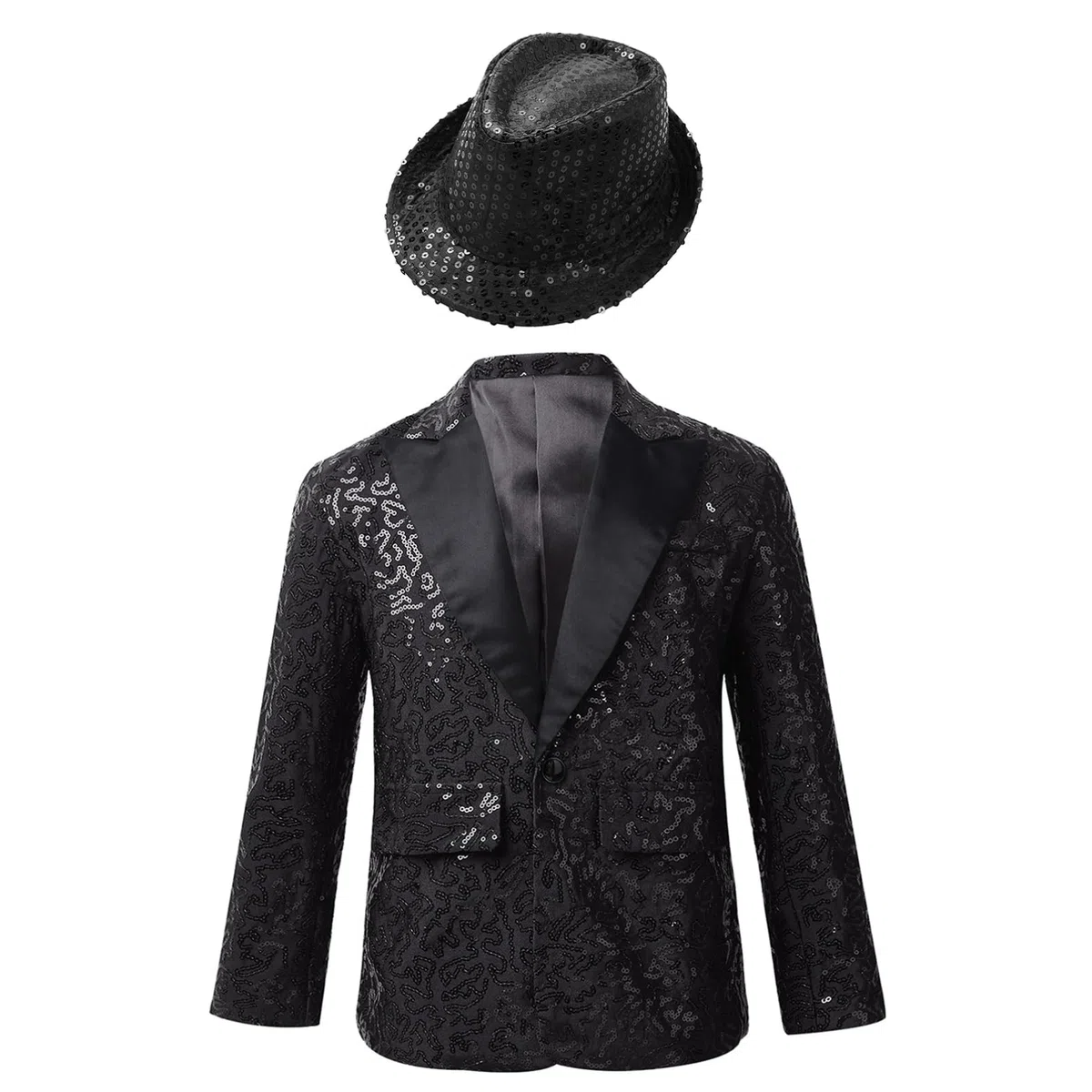 dPois Giacca Formale da Bambini Ragazzi Blazer Gentleman con Cappello Capotto Tuxedo Smoking Panciotto da Cerimonia con Paillettes Lucide Giacche Elegante da Battesimo