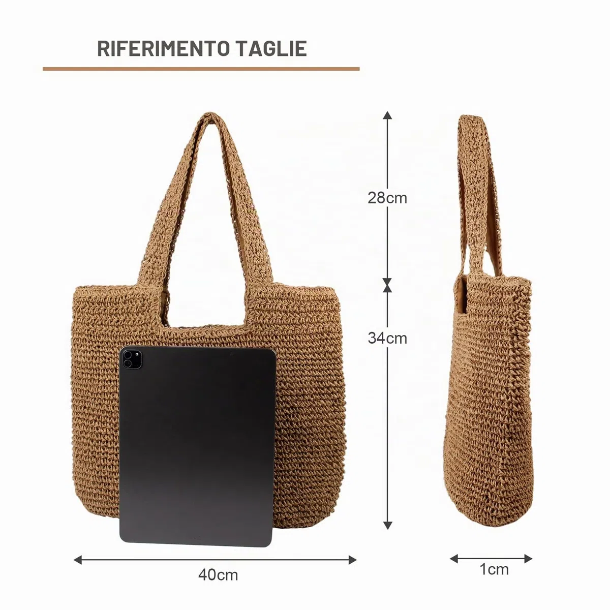 EVEOUT Borsa Tote in paglia intrecciato Donna Grande bohémien Borse a spalla in rafia per spiaggia vacanza l'Estate