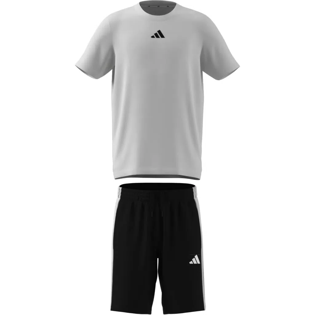 adidas Unisex - Bambini e ragazzi TRAIN ESSENTIALS 3-STRIPES T-SHIRT SET