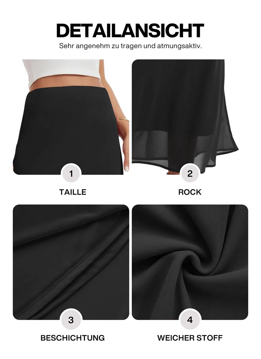 BEIGAI Gonna lunga da donna, elegante, con vita elasticizzata, in chiffon, leggera, linea ad A, casual, estiva, per feste, alla moda