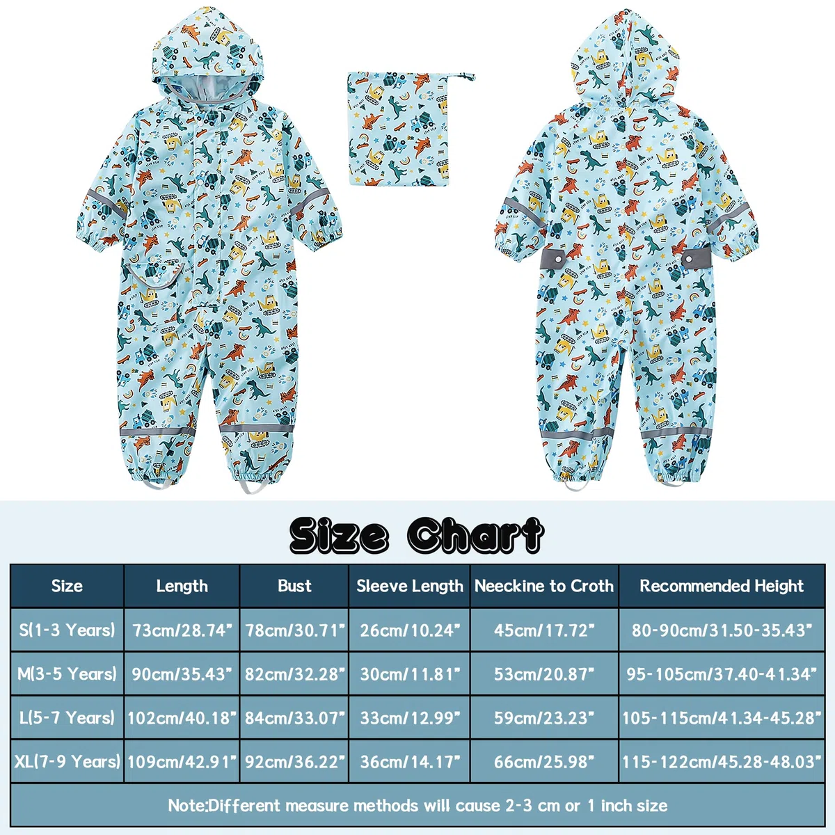 Tuta Impermeabile Bambino Tuta Antipioggia Completo Impermeabile Leggero Tutto in Uno Tuta Pioggia Portatile Giacca Impermeabile Ragazzi Bimbo 1-9 Anni
