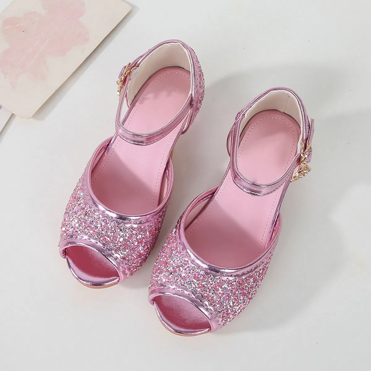 Generisch Scarpe con tacco a spillo per bambini da principessa scarpe da ragazza con tacco a spillo con paillettes ballerine da principessa costume festivo per ragazze scarpe da ragazza