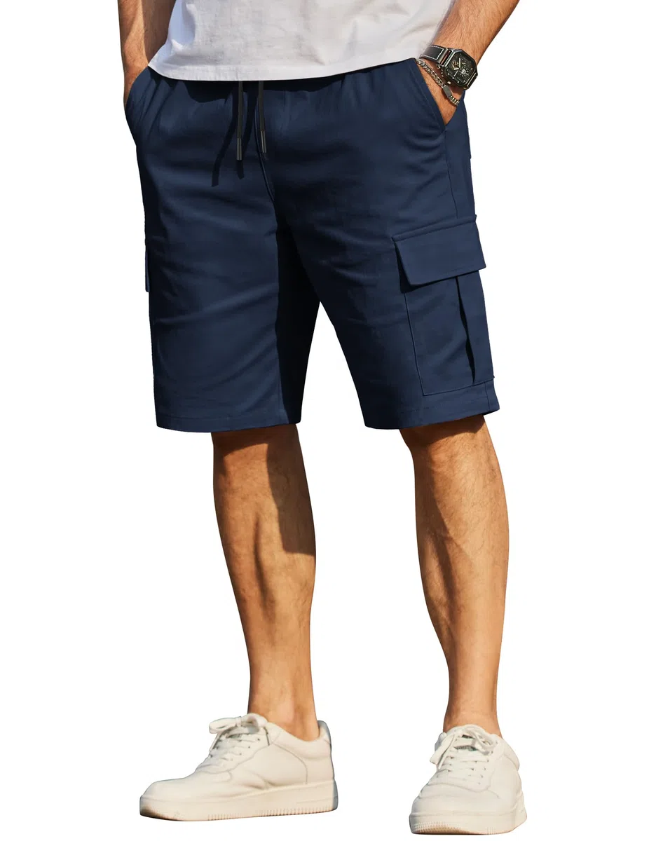 COOFANDY Pantaloncini da Uomo in Cotone Cargo Shorts Pantaloni Casual Corti Vita Elastica Estate con Tasche S-3XL