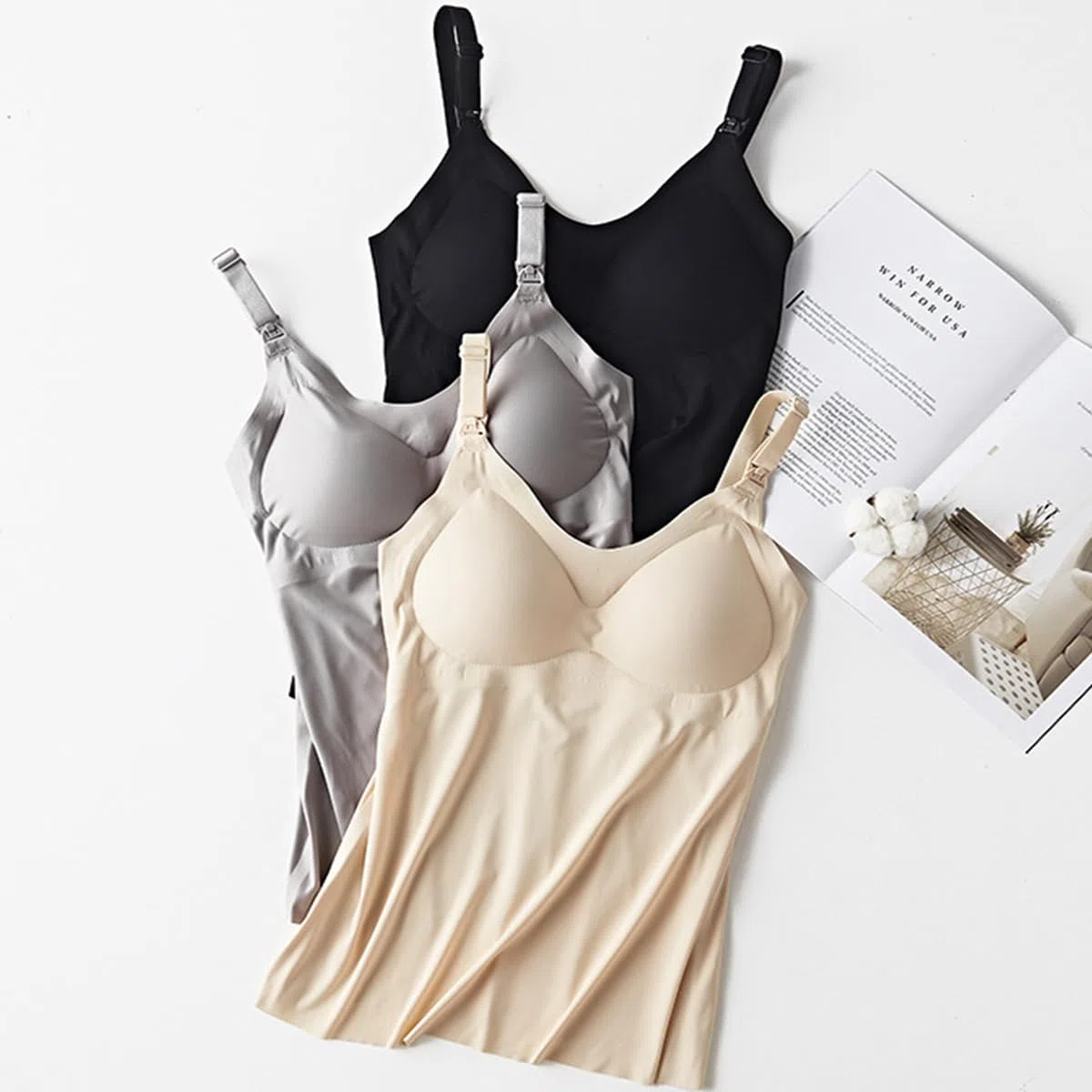 Confezione da 2 Top da Donna Senza Cuciture con Reggiseno Integrato Regolabile per l'Abbigliamento al Seno, Confortevole e Sostegno per Salotto e Dormire l'uso Quotidiano