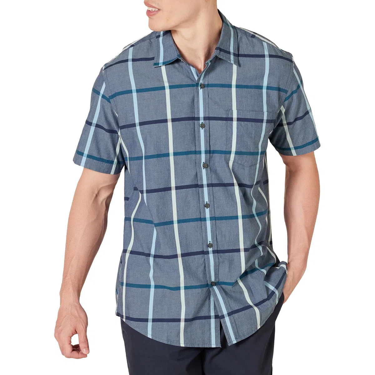 Amazon Essentials Uomo Camicia in Popeline a Maniche Corte Regular Fit