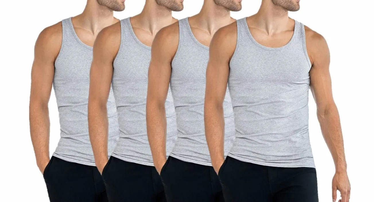 Confezione da 4 canottiere da uomo classiche, in cotone, da uomo