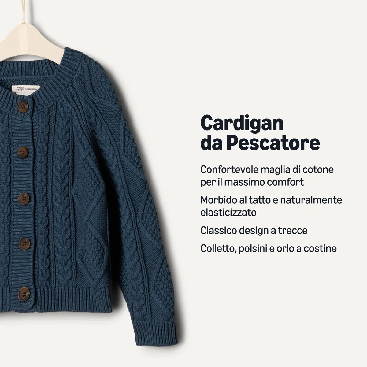 Amazon Essentials x Sofia Grainge Cardigan da pescatore Unisex Bimbi