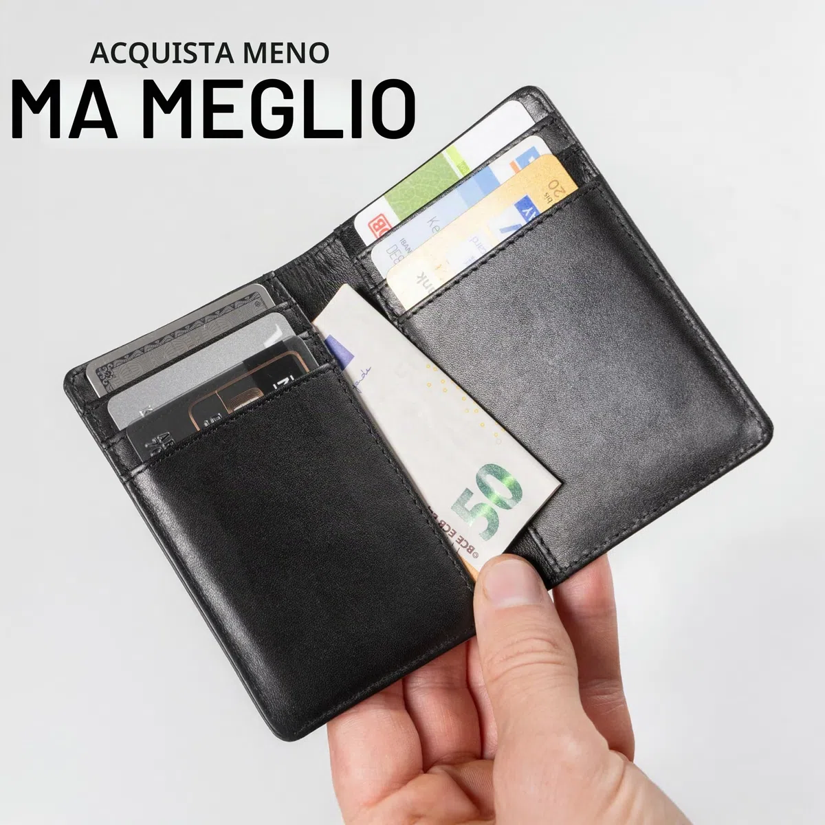 Berliner Bags Porto Portacarte Slim Uomo in Vera Pelle con Protezione RFID, 8 Carte, Tasca per Banconote, Scatola Regalo – Nero