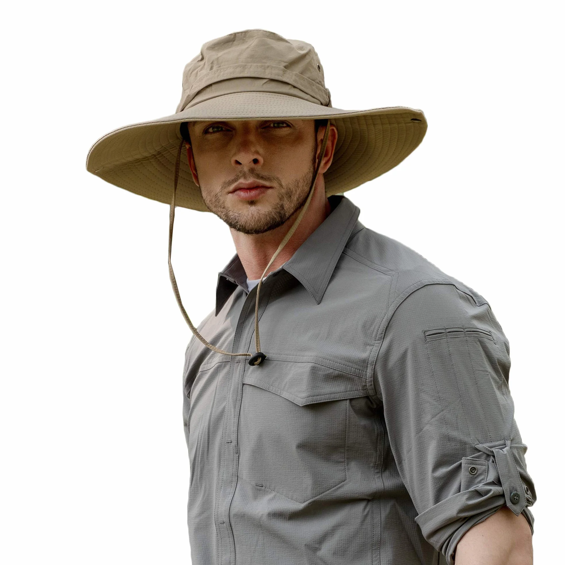 ZLYC Cappello da sole a tesa larga da uomo protezione UV Safari cappello Boonie cappello estivo da pescatore
