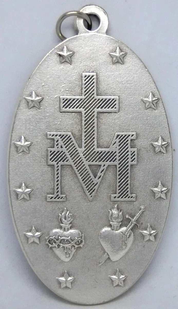 GTBITALY 60.836.31 miracolosa medaglia madre maria miracolosa + logo preghiera in latino argento misura 9 cm con brillantini glitter smaltato a mano