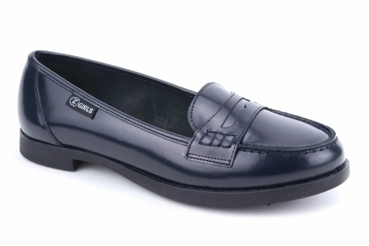 Scarpe College Mocassin College Pelle Blu Adolescenti Ragazza Uniforme ESCOLASTICA