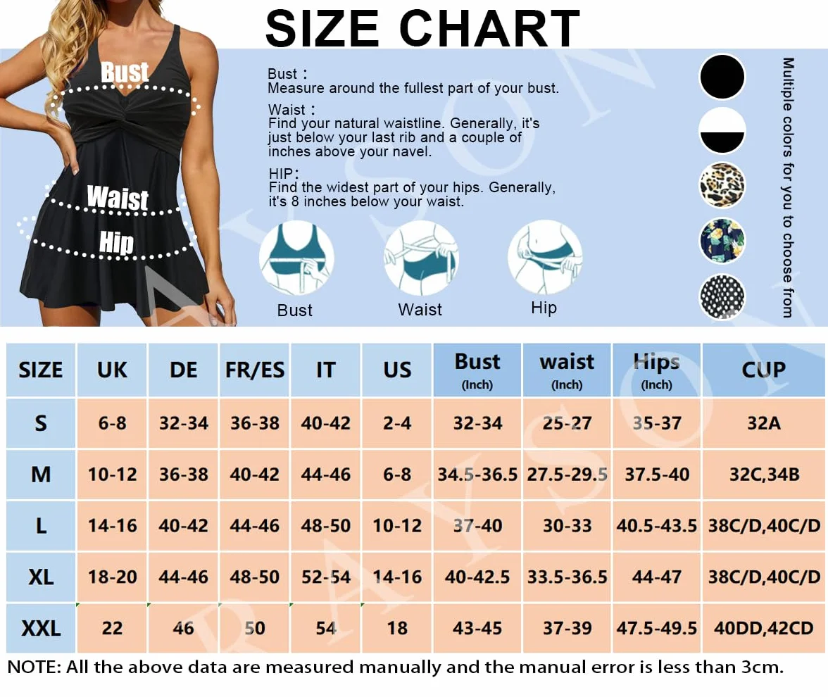 Rayson Tankini Donna Mare Curvy Set con Stampa Costumi Donna Mare Due Pezzi Push up Costume da Bagno con Pantaloncino