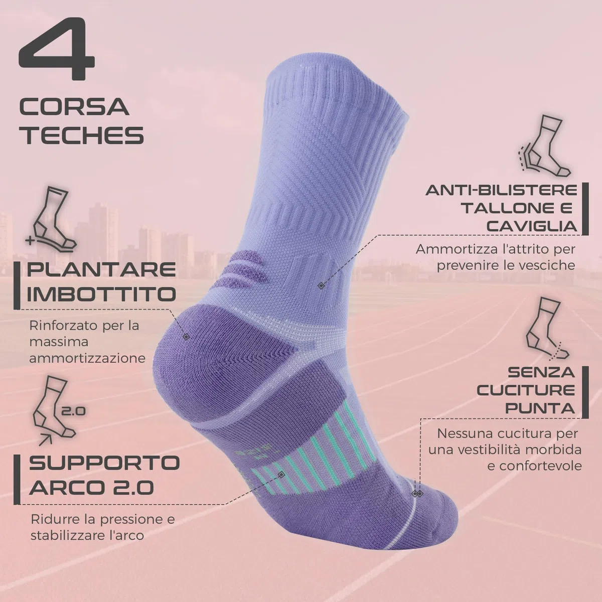 Rahhint Coolmax Calzini Running Donna Calze Compressione 15-20 mmHg con Design TAB Traspirabilità Anti Vesciche e Supporto Arco Plantare per Corsa Allenamento Confezione da 3 Paia