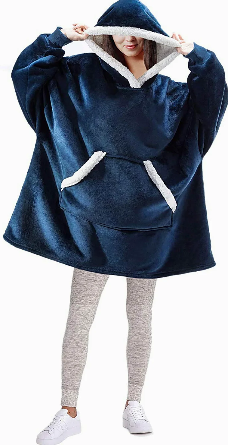 Felpa oversize con cappuccio e tasca gigante, ultra morbida Teddy Sherpa felpa in pile per donne uomini adulti bambino