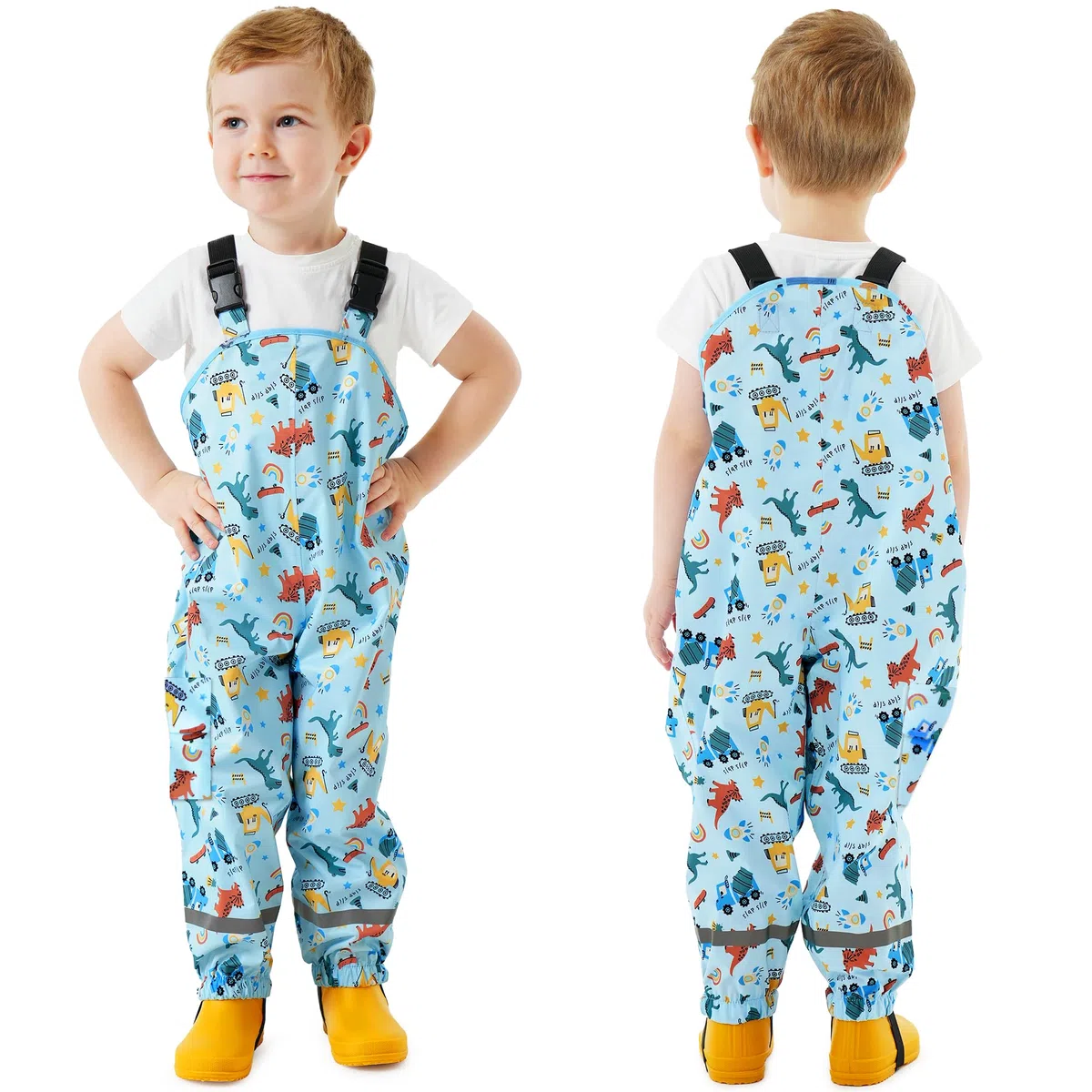 Pantaloni Impermeabili Bambino Bambina Pantaloni Pioggia Leggero Traspirante Salopette Antipioggia Antivento Pantaloni Fango Riflettente per Ragazzi Ragazze 2-7 Anni, 86-140