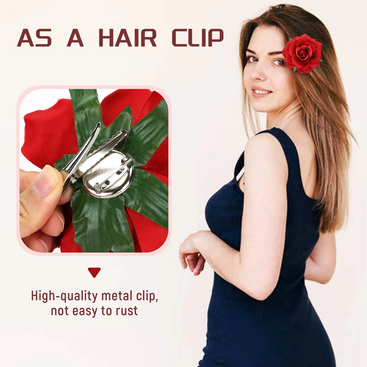 Dizila Confezione da 12 spille vintage a forma di ballerina di flamenco, a forma di rosa rossa, stile messicano, fermagli per capelli, per feste, matrimoni, acconciature da sposa, per donne e ragazze