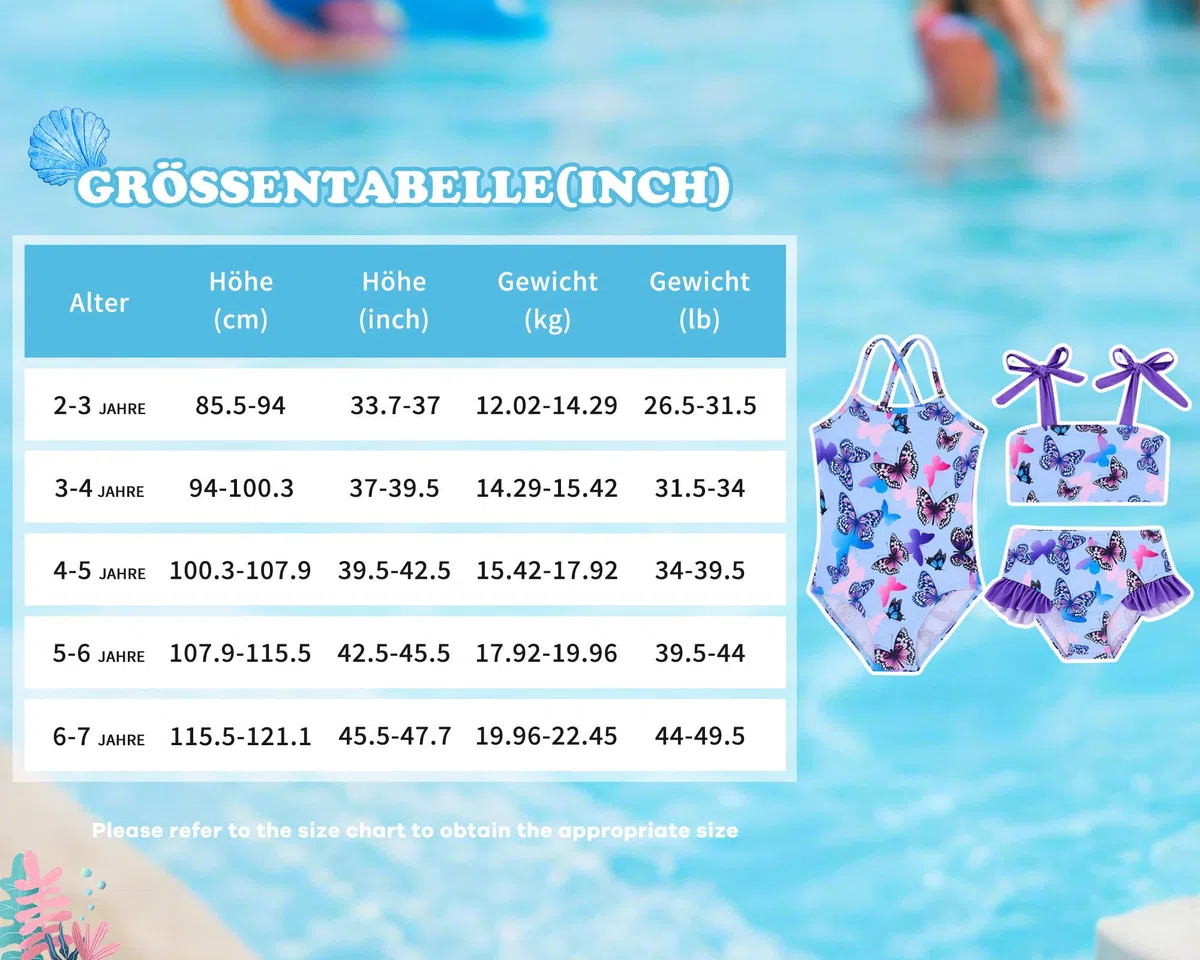 Kids4ever Costume da Bagno Bambina Intero + Bikini Due Set Mare e Piscina per Bambini 2-7 Anni