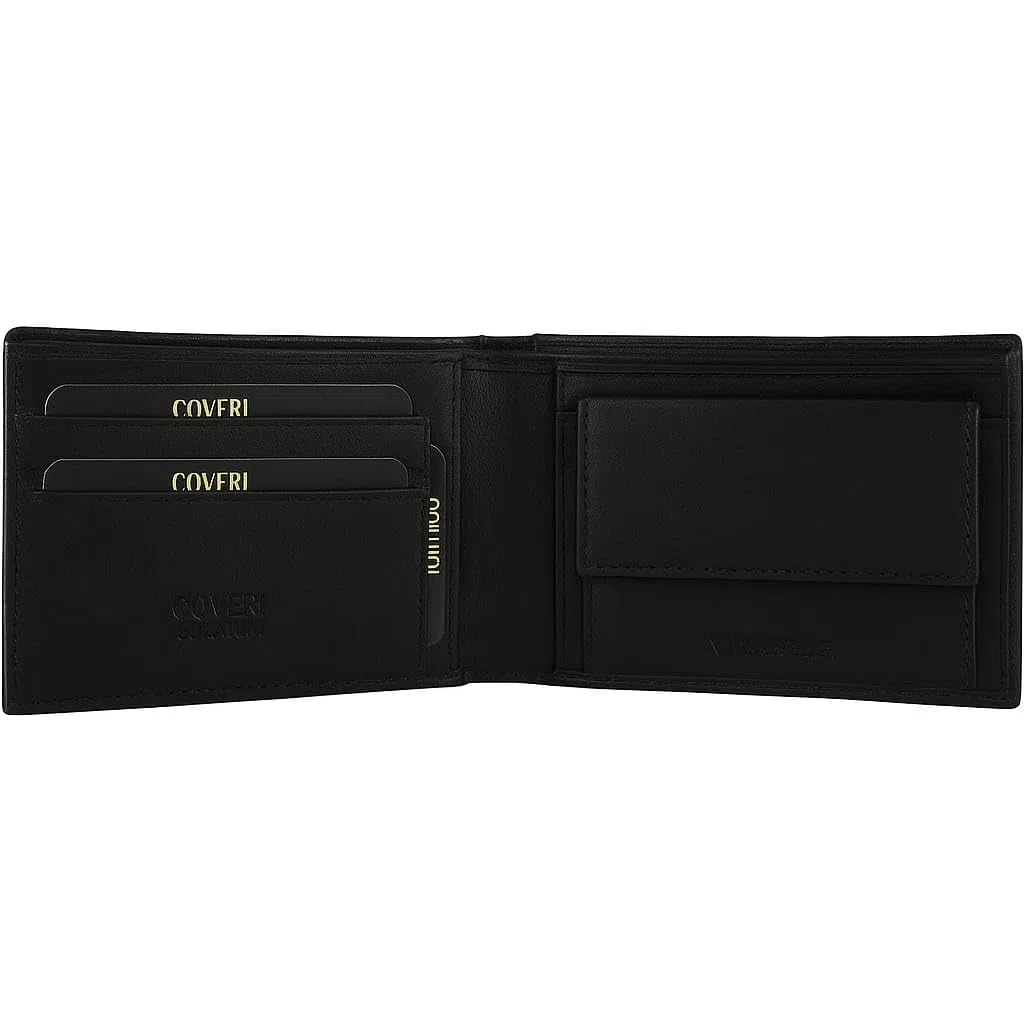 COVERI COLLECTION Portafoglio Uomo in Vera Pelle – Elegante e Resistente – Porta Carte, Documenti e Banconote – Confezione Regalo. (Nero)