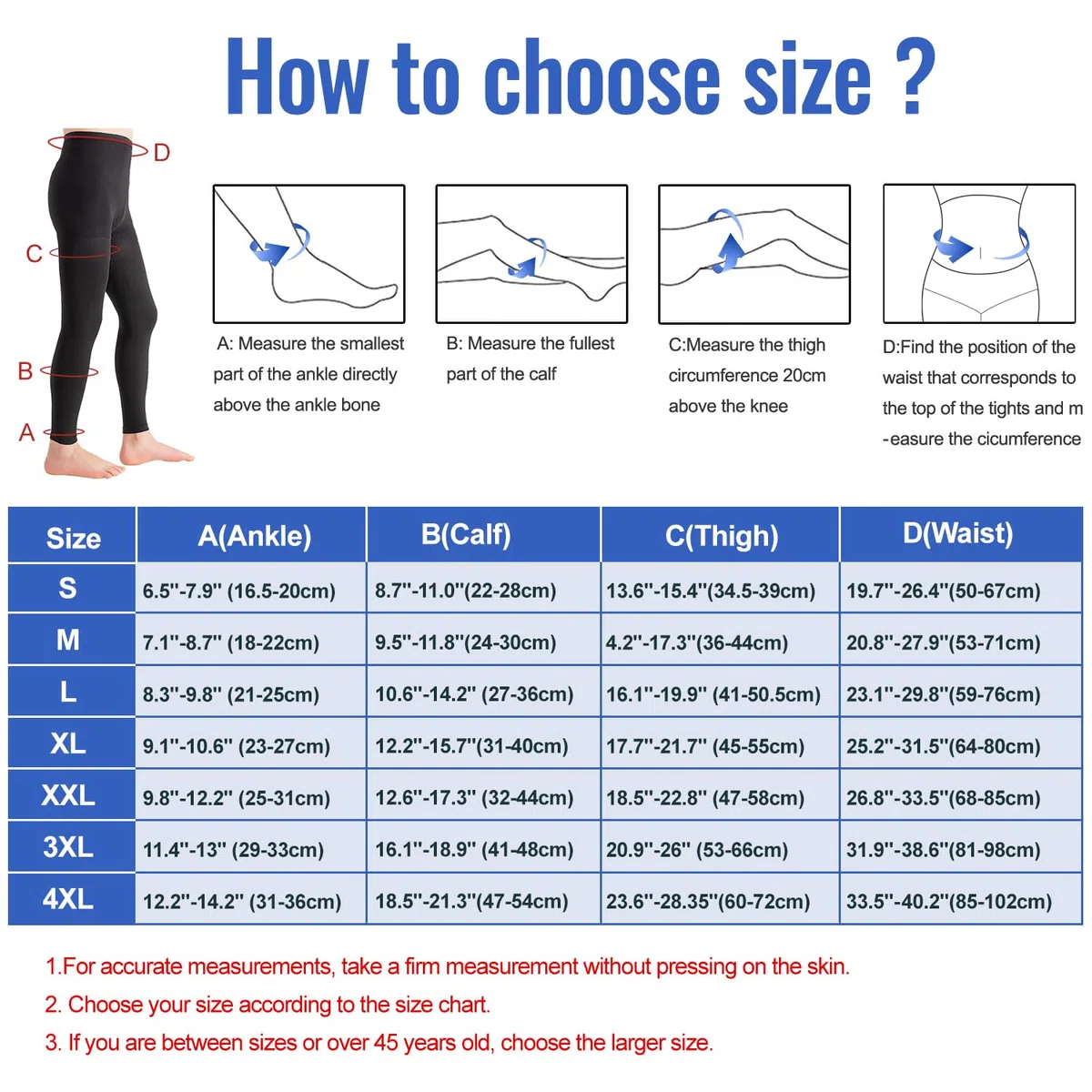 Collant a Compressione, Pantaloni a Compressione Lunghi (Senza Piede, Medici) 20-30 mmHg Classe 2 – Calze di Supporto per Donne e Uomini contro Vene Varicose, Edemi, TVT, Vene a Rete