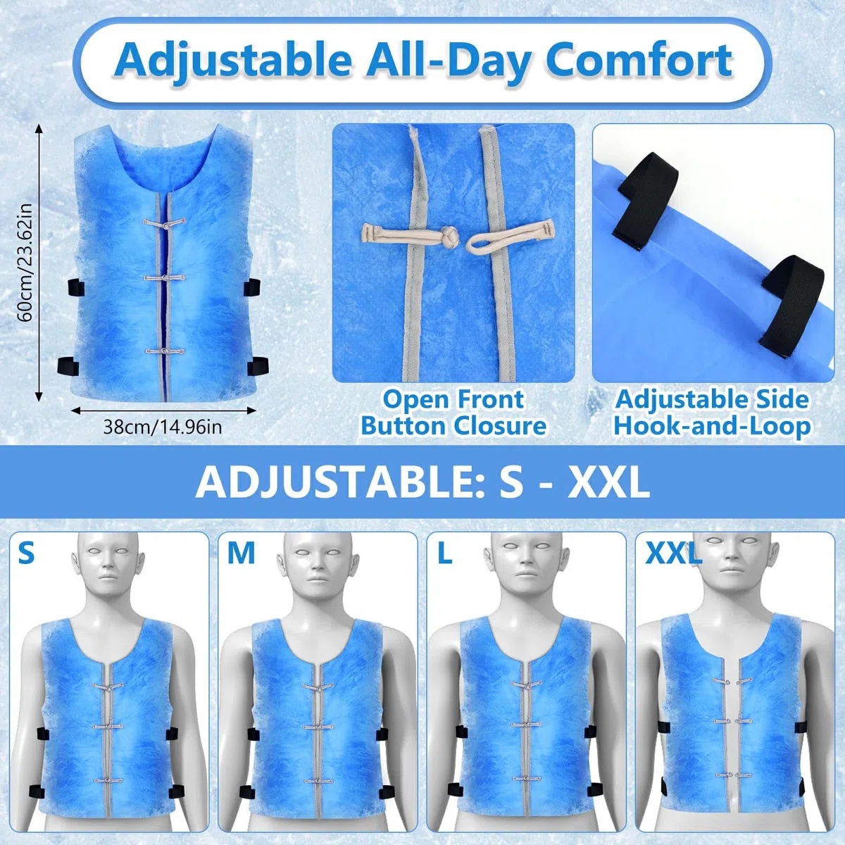 Gilet di raffreddamento evaporativo per uomini e donne, gilet di raffreddamento attivato dall'acqua per la stagione calda