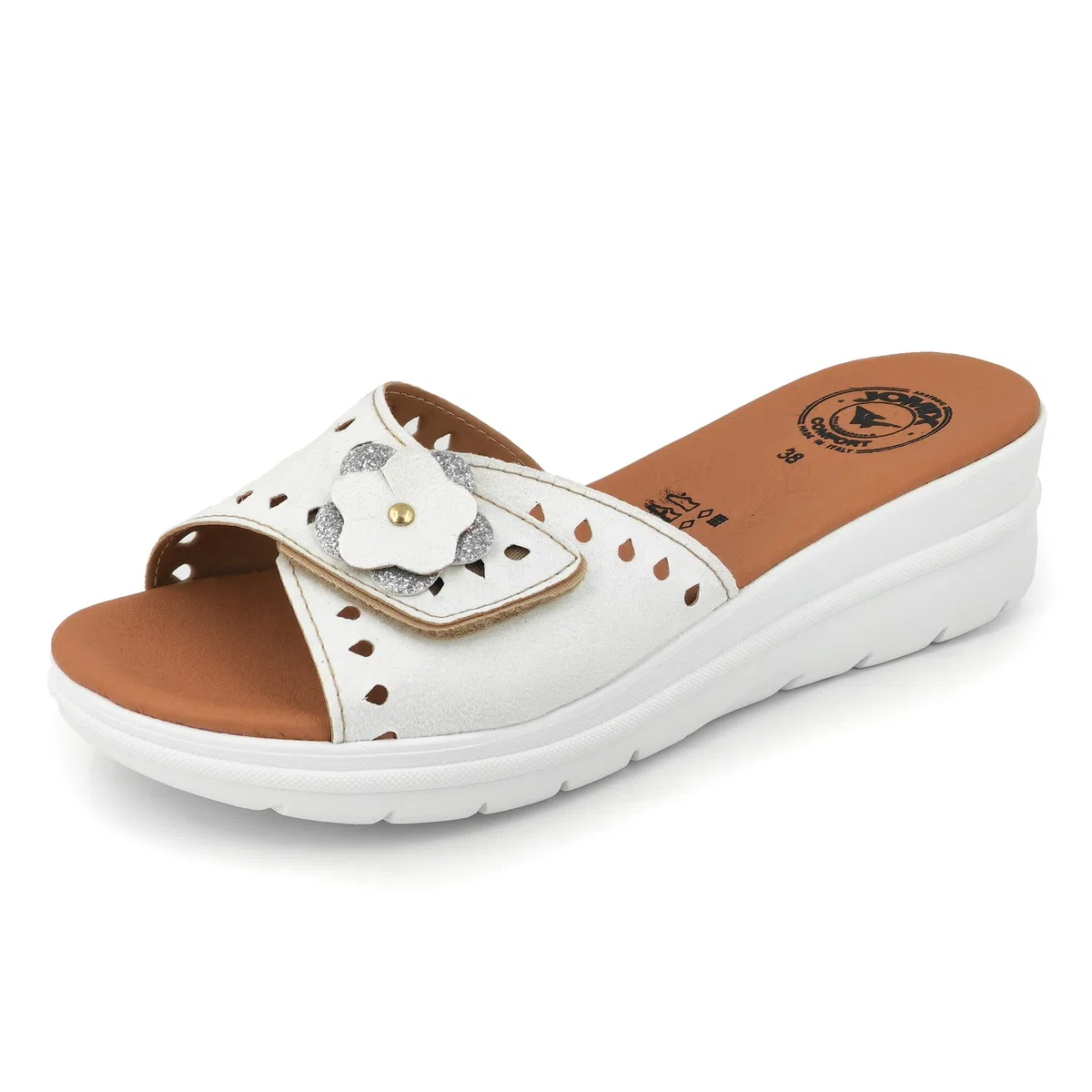 JOMIX Ciabatte Donna Estive Anatomiche Pantofole Zeppa a Strappo Regolabile Comode da Casa Made in Italy