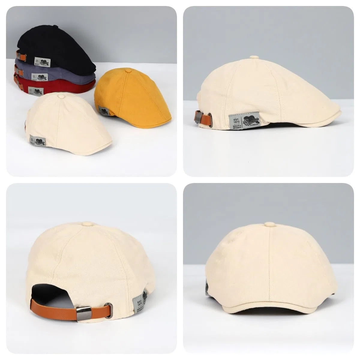 Gentiluomo Berretto Estivo, Coppola Uomo Estiva Regolabile Berretto Piatto Basco Leggero Cotone Traspirante Profilo Basso Cappello Casual Unisex Protezione Solare Cappello Urbano