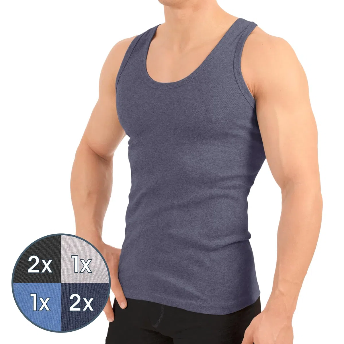 MT Confezione da 6 canottiere da uomo in cotone Classic – a costine sottili o doppie