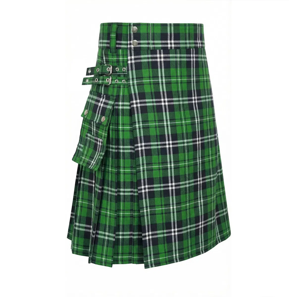 Kilt in Tartan per Uomo Kilt in Tartan con Cinghie e Ampie Tasche Cargo,Set da Scozzese per Uomo, Plaid,Minigonna, Scozia, San Patrizio, Costume,Carnevale, Festa in Maschera,Regalo per Coppia Casual
