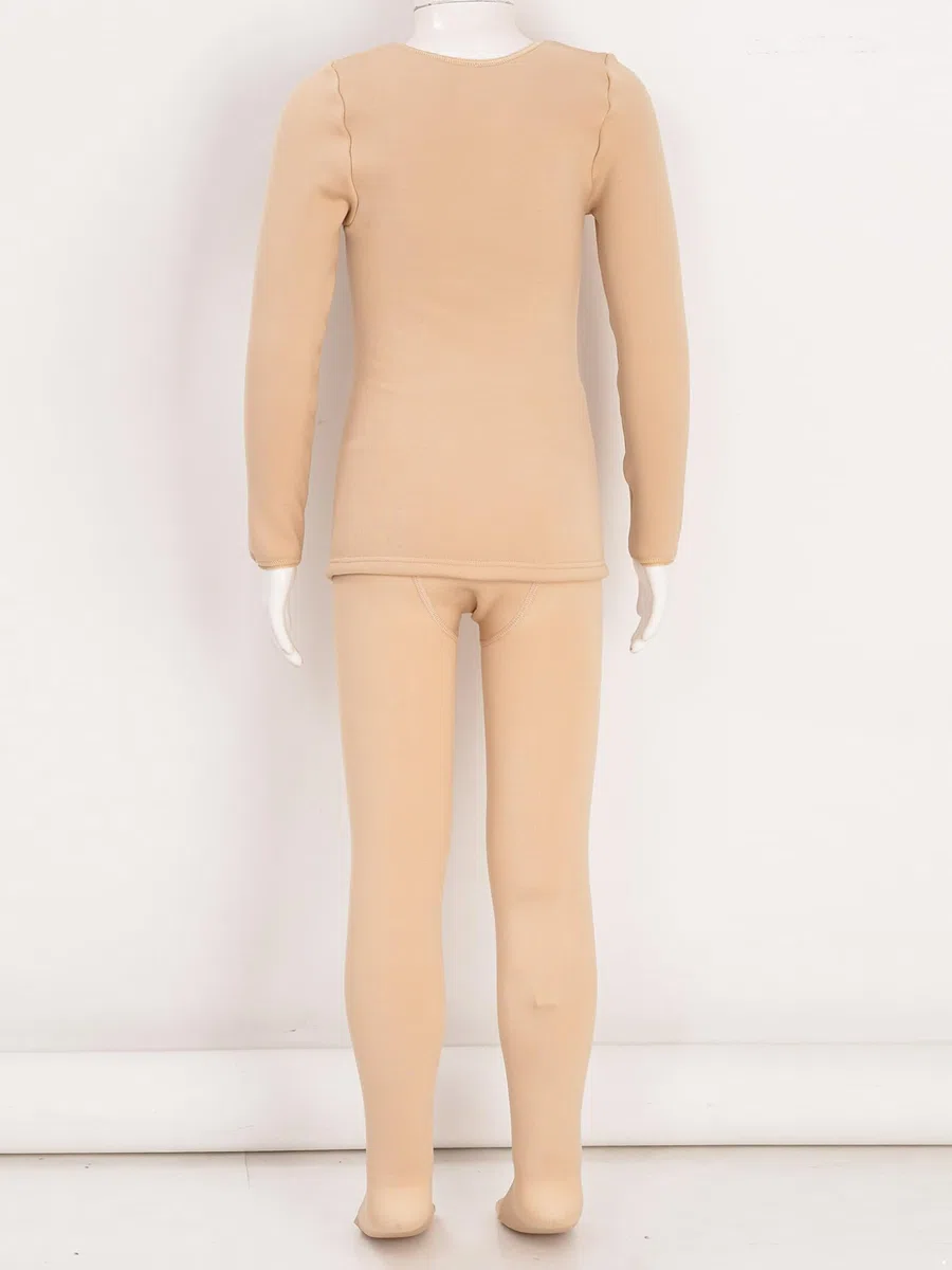 Mufeng Tuta da Danza Classica Bambina Completo Maglia e Pantaloni Termici Biancheria Termica in Felpata Intimo Termico per Ballo Balletto Danza Moderna