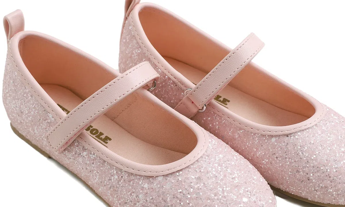Feversole Girls Glitter Cute Dress,Ragazze Mary Jane Strap Scarpe Basse Ballerine da Principessa Scarpe da Scuola Piatte