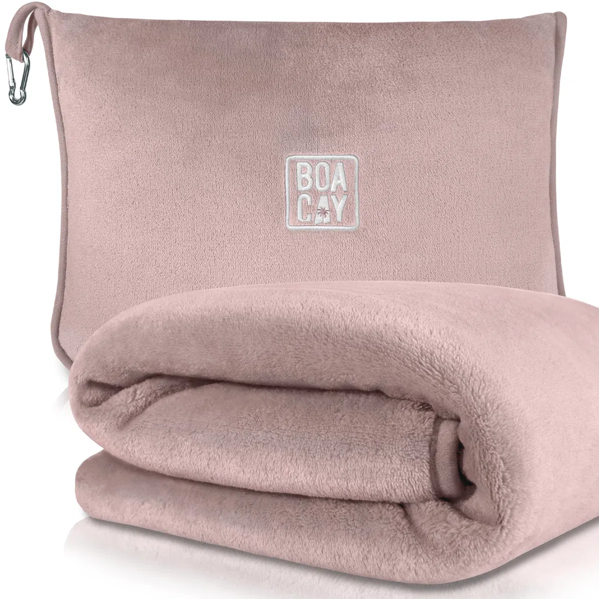 BOACAY Coperta da Viaggio Morbida e Calda per Aereo e Auto - Essenziale per Voli Lunghi per Donne, Uomini, Bambini - Cuscino Compatto con Manica per Bagagli e Clip per Zaino