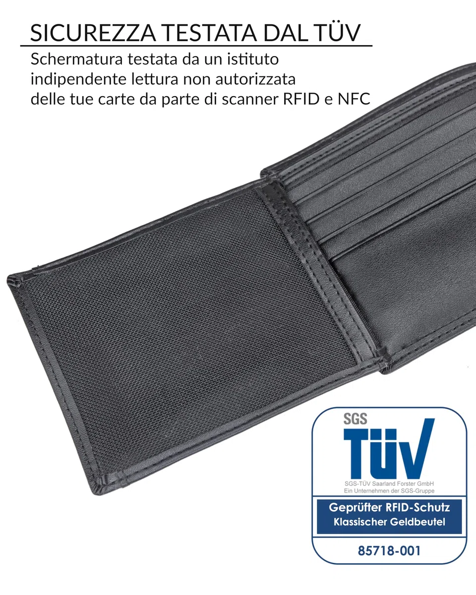 TRAVANDO Portafoglio Uomo Grande OSLO con protezione RFID Porta Carte di Credito nero con Portamonete Borsellino Portafogli in formato Verticale Porta Banconote Wallet Porta monete Regalo