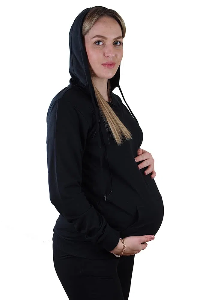 Mamatoto Felpa con cappuccio per allattamento maternità morbida al tatto per gravidanza e allattamento al seno con tasca a canguro
