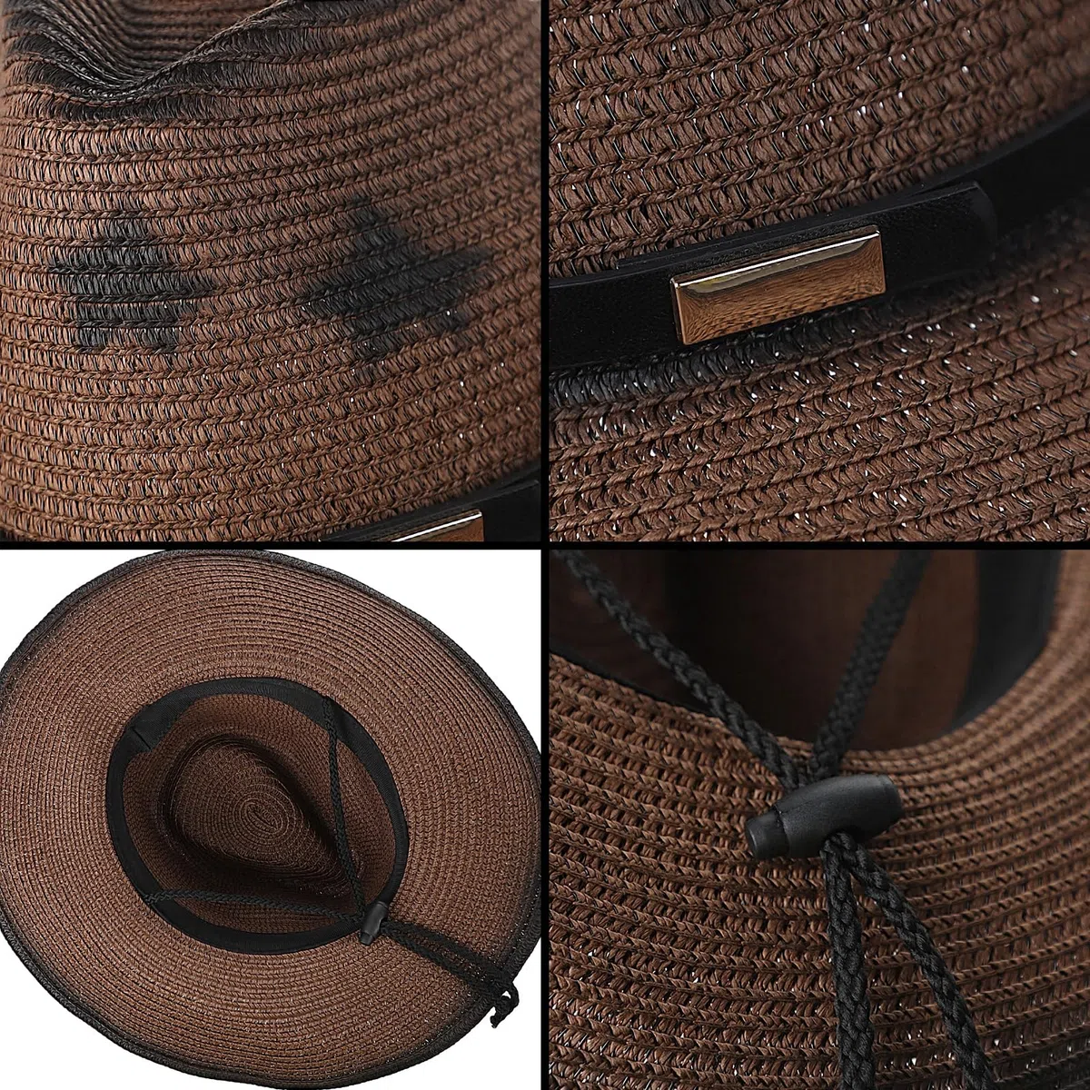 JIAHG Cappello da cowboy, unisex, cappello di paglia da uomo, cappello estivo, cappello da sole, cappello da pirata, cappello da spiaggia