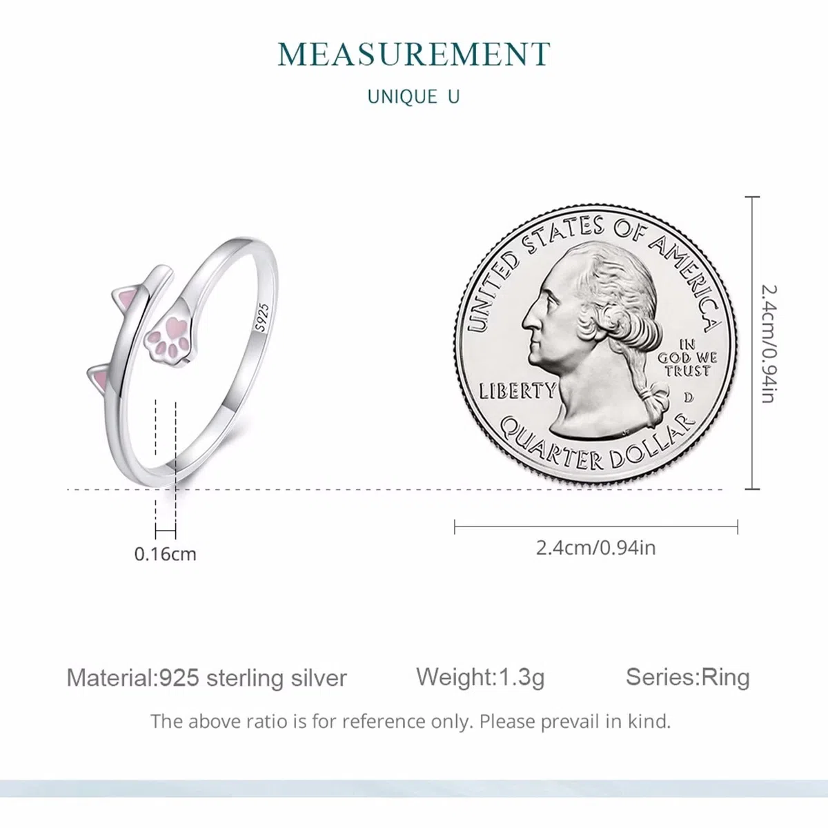Qings Anello Regolabile Carino Gatto Argento 925 Animale Aperto Anello Impilabile Anelli Gioielli Regalo di Compleanno per Donna Ragazze