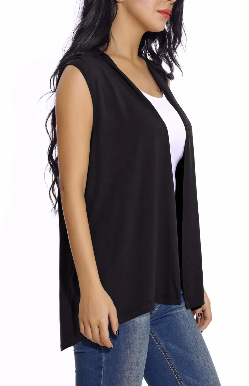 EXCHIC Donna Elegante Casual Aperto Davanti Gilet Senza Maniche Sciolto Cardigan