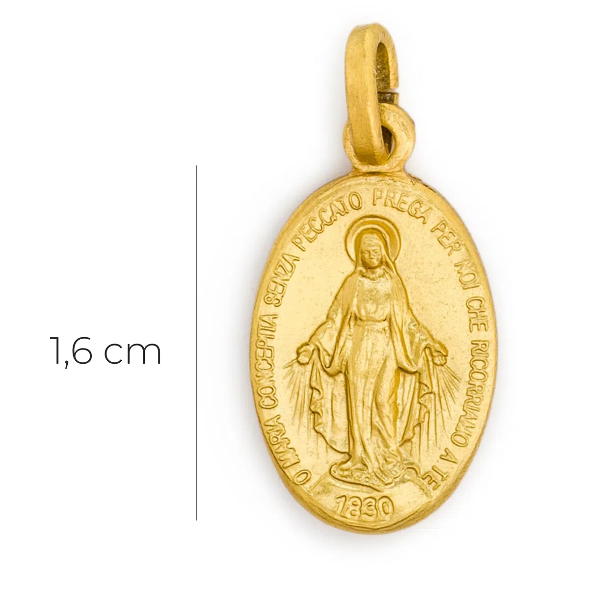 SHALOM - Medaglia Miracolosa In argento 925 Bagnata Oro. Altezza 1,6 Cm