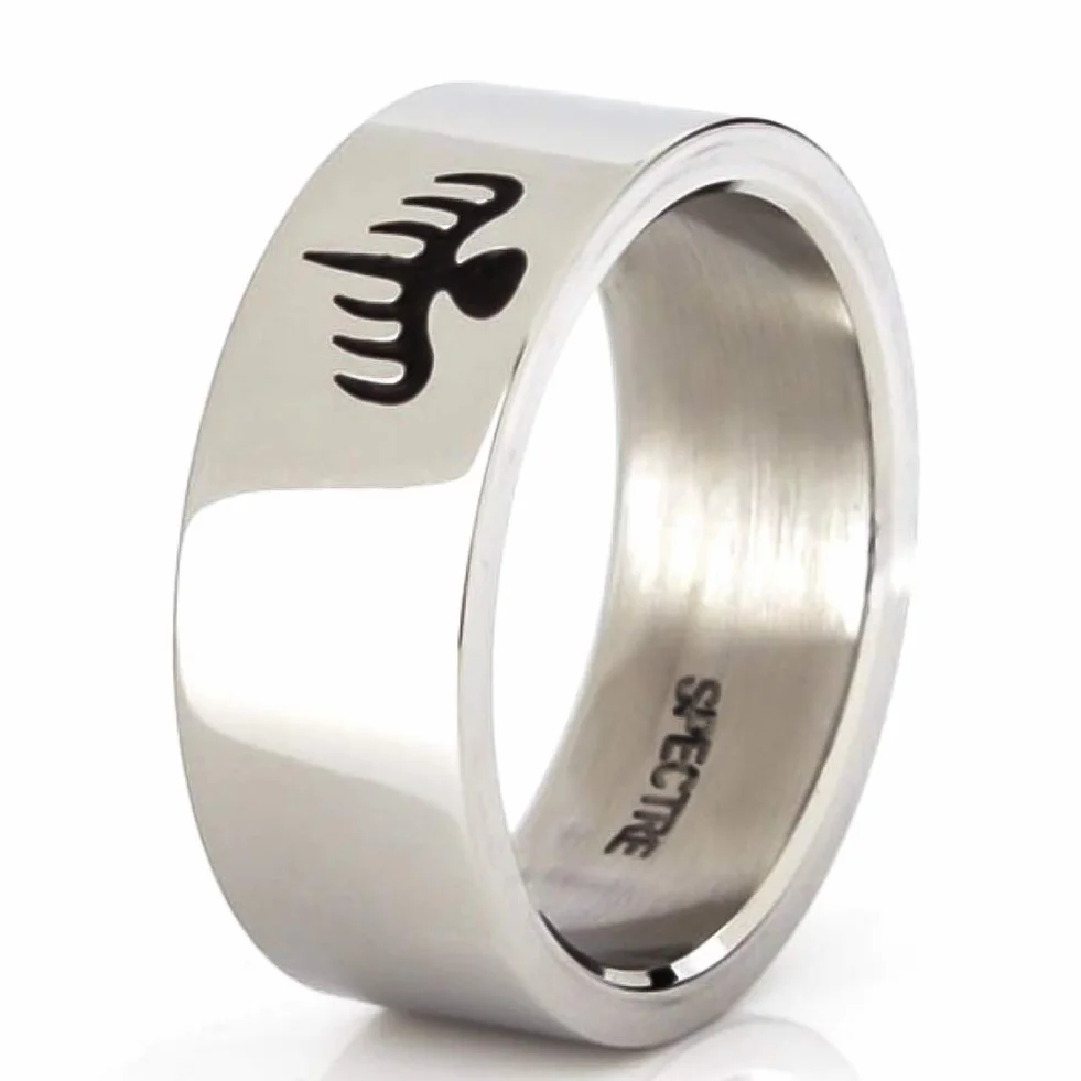 007 Secret Agent Anello Ghost Party Spectre Titanium Steel Band per fan