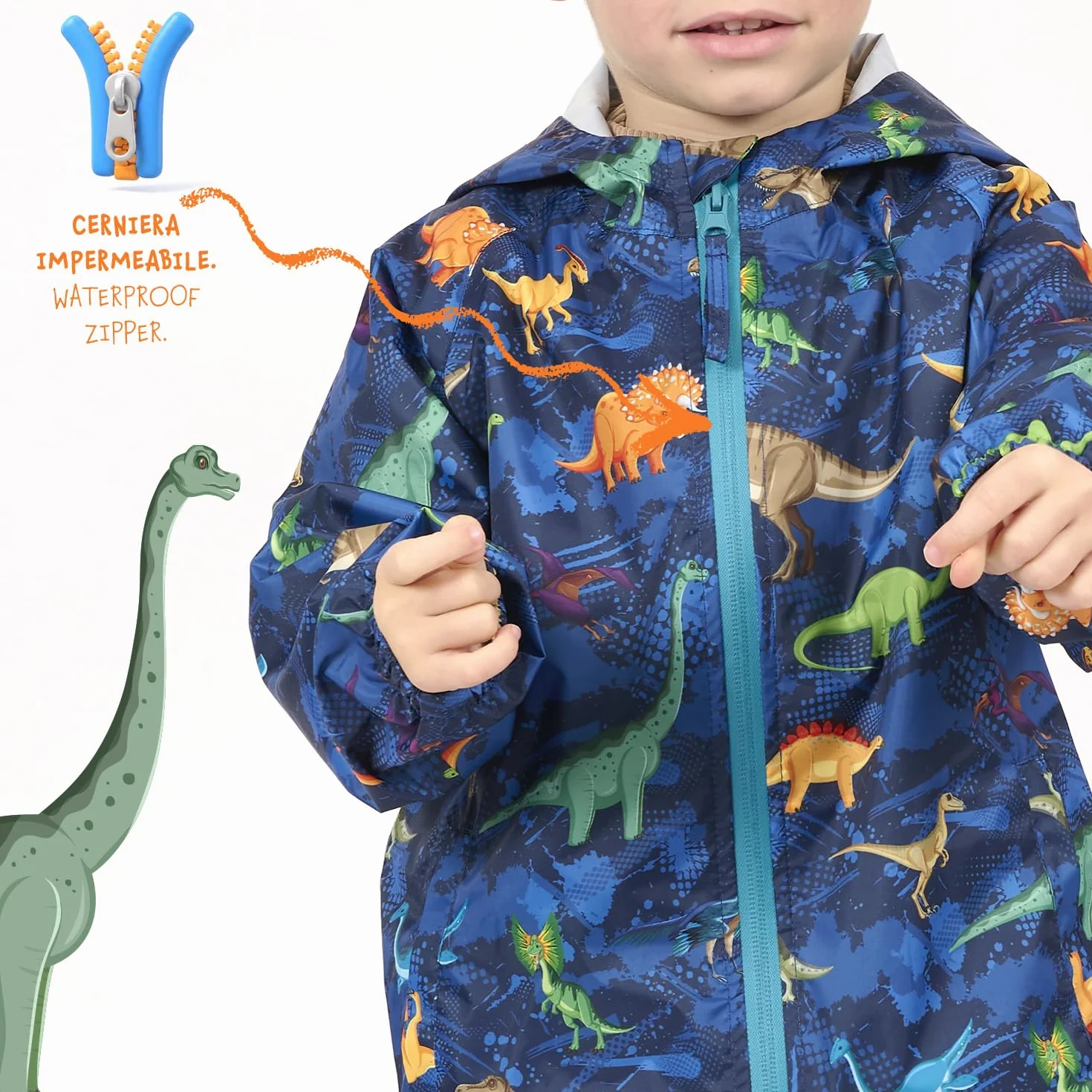 PERLETTI Set Pioggia Impermeabile Bambino Bambina - Giacca e Pantalone Antipioggia Bimbo Bimba 2 3 4 5 6 7 Anni con Cappuccio e Cerniera - Completo Pioggia Leggero Comodo con Dettagli Catarifrangenti