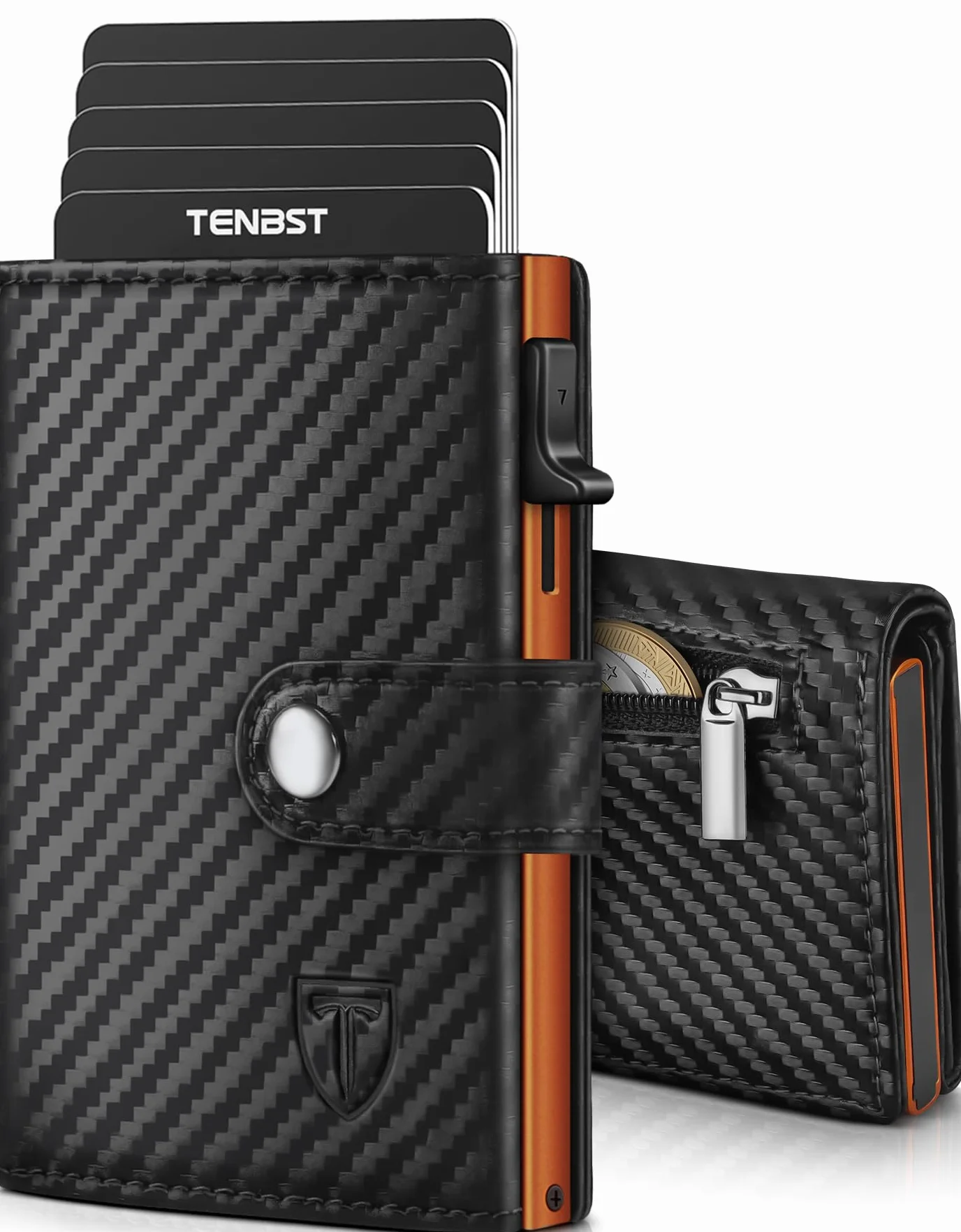TENBST Portafoglio Uomo & Donna | Porta Carte di Credito 10 carte | Porta Tessere Uomo con Portamonete e Scomparti Banconote | Portacarte Uomo con RFID Protezione Anticlonazione - Regalo per Auto