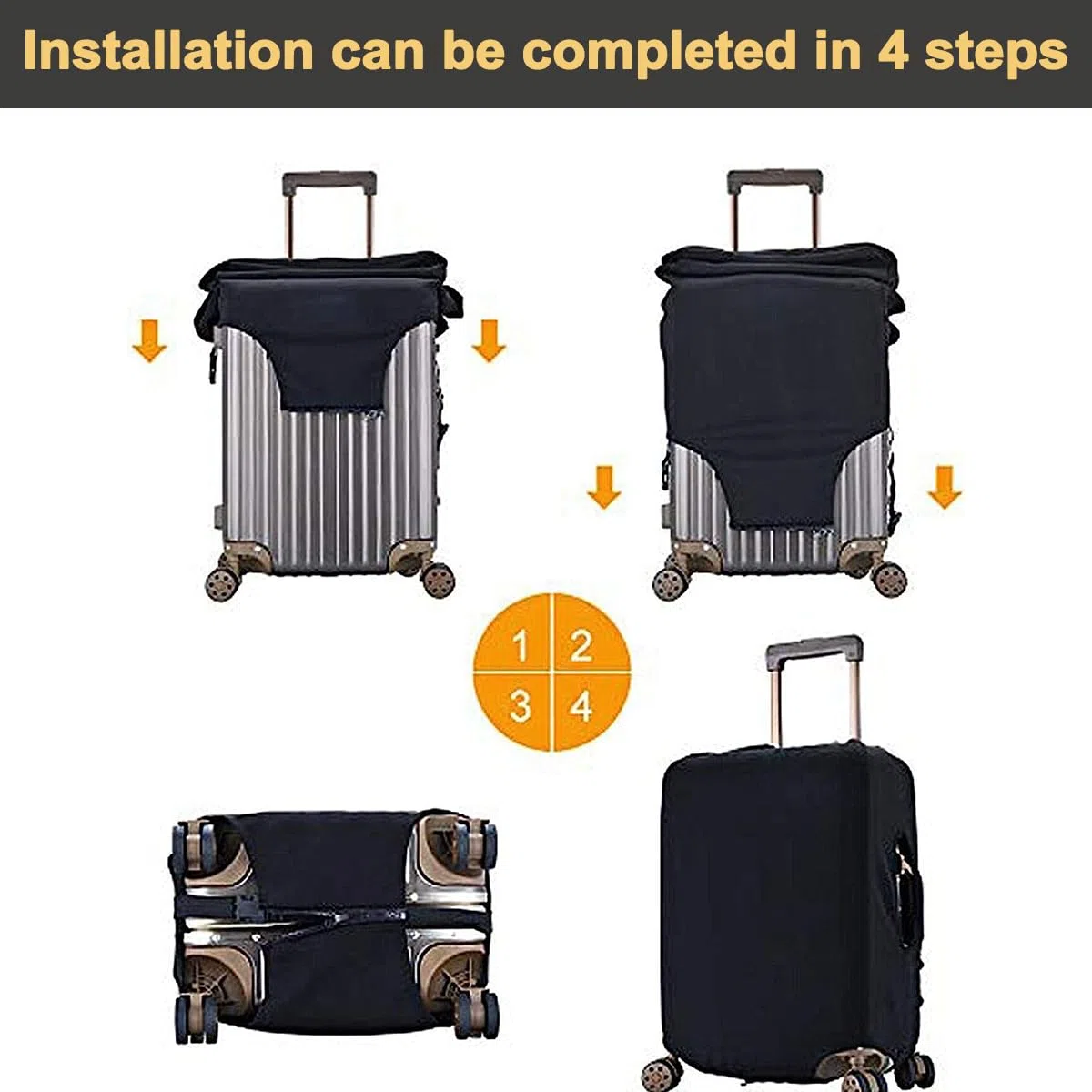 FANSU Copri Valigia per 29-32 Pollici, Elastica Copri Trolley 3D Luggage Cover Chiusura con Cerniera, Trolley Protector Cover Grande Valigia Antipolvere Lavabile Copertura