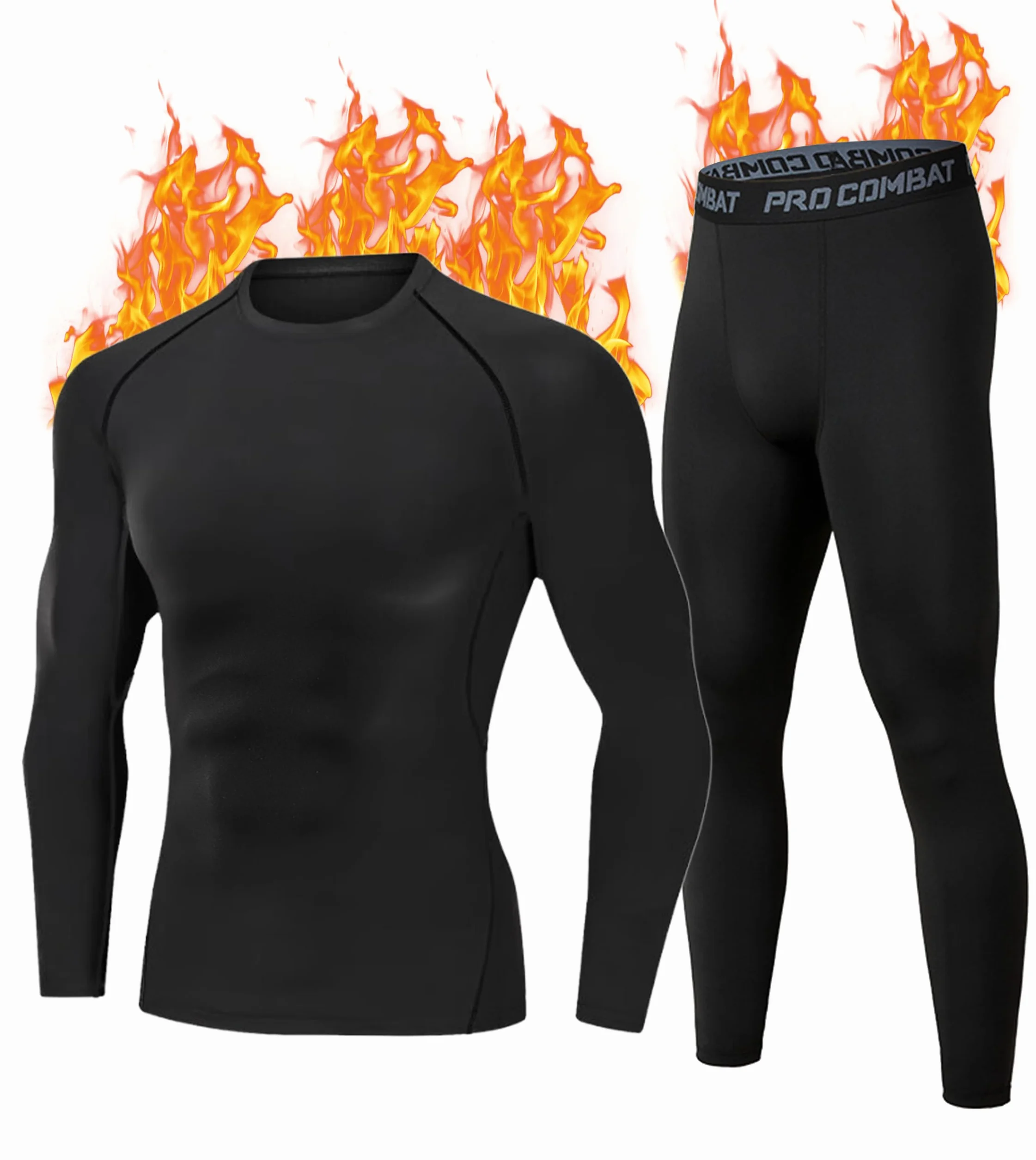 YESWEL Maglia Termica Uomo, Set Intimo Termico Uomo in Felpa Interna, Biancheria Termica Nero per Calcio Sci Ciclismo Escursionismo (M-2XL)