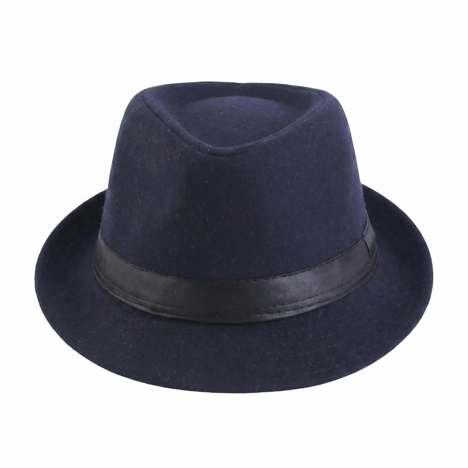Cappello vintage anni '20 Trilby Fedora unisex cappelli Panama con fascia corta Derby Jazz Cap Manhattan Gatsby Caps (blu scuro/grigio)