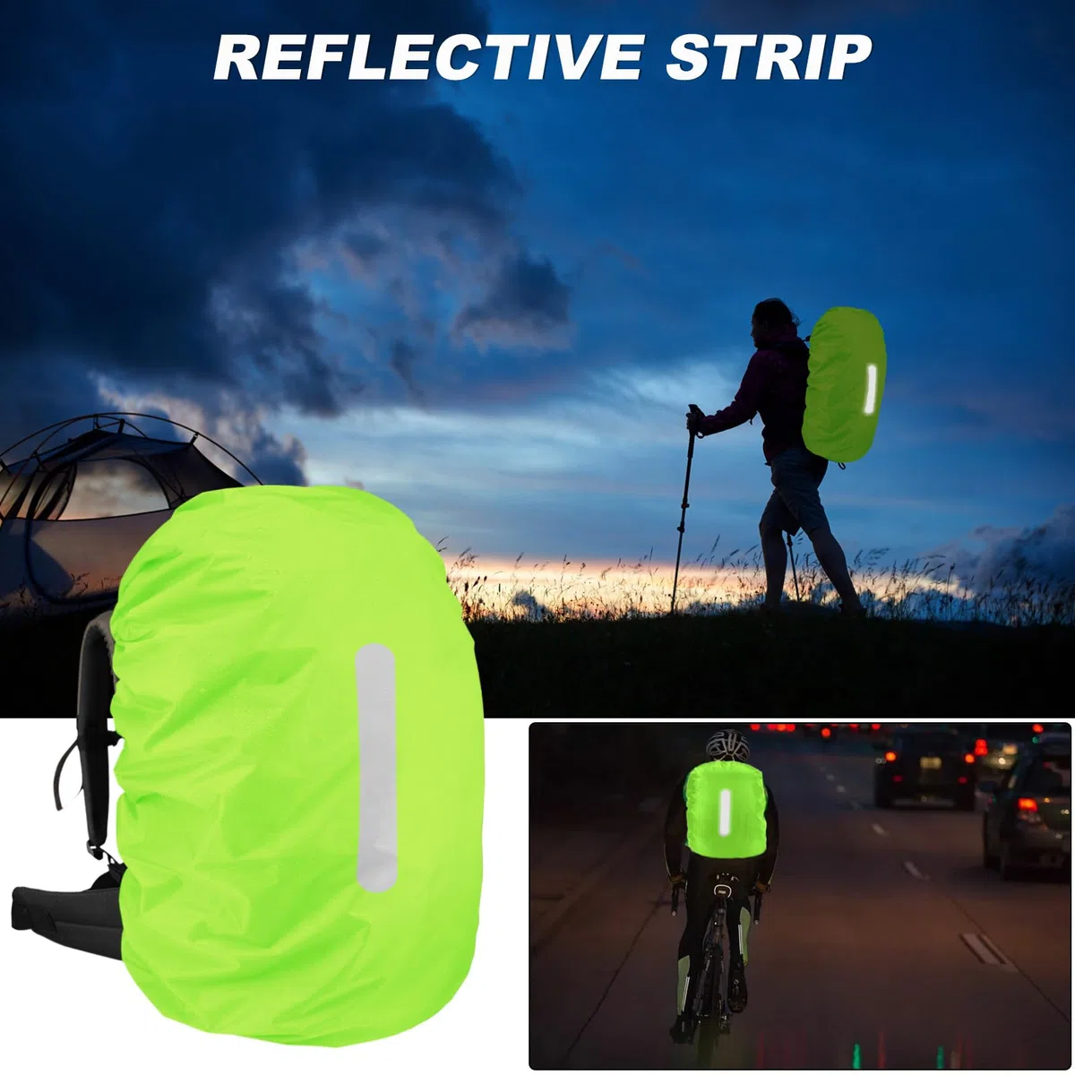 2 parapioggia zaino impermeabile (30 L-40 L), parapioggia per zaini con strisce riflettenti, borsa per la scuola, per ciclismo, trekking, campeggio, viaggi