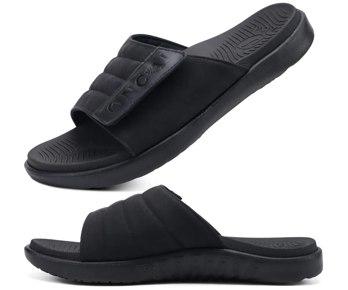 ONCAI Sandali Uomo Regolabili Cinghie Ortogonale Plantar Fasciitis Punta Aperta Sport Pantofole Slides con Morbido Comodo Arco Supporto Ciabatta Taglia 40-49